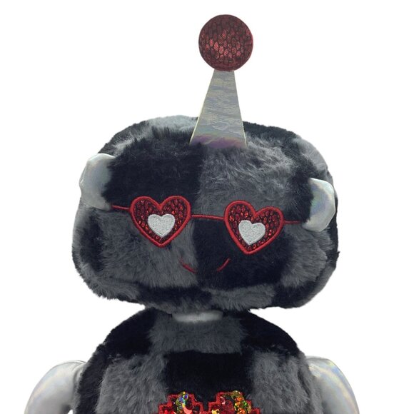 Walmart Valentine's Day Plush Flippable Sequin Heart Robot Toy Glasses 16” - Picture 2 of 7